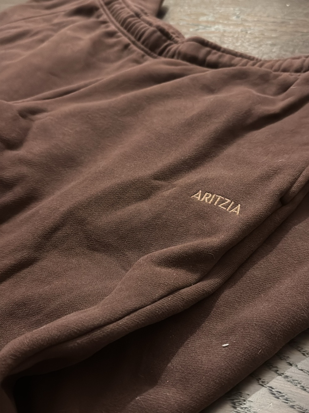 Aritzia Chocolate Brown Sweatpants with Embroidered Logo